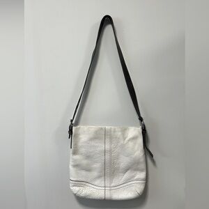 Coach White Leather Shoulder Bag with Brown Strap